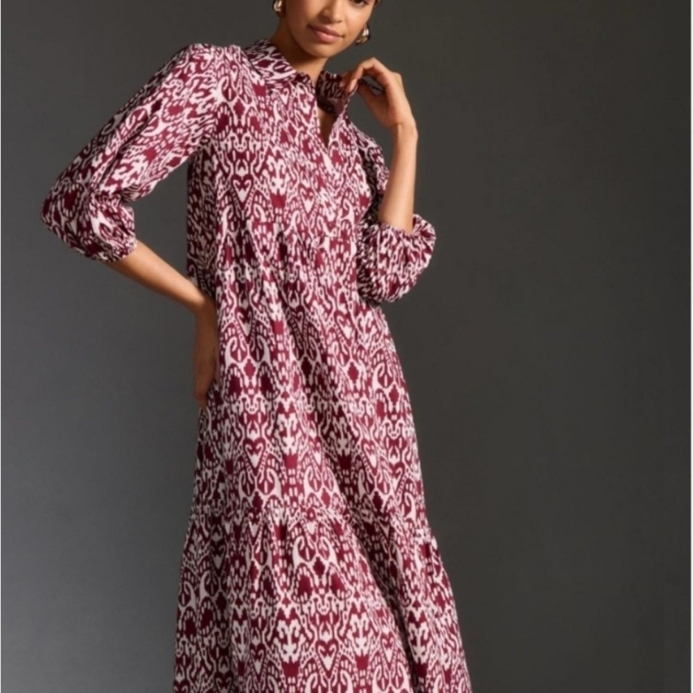The Bettina Tiered Shirt Dress by Maeve Anthropologie